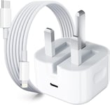 iPhone 20W USB-C Fast Charger Plug + 1M Cable for iPhone 14/13/12/11/XR/SE/iPad