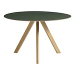 HAY - CPH20 2.0 Table Lacquered Oak Frame Ø120 X H74 Green Linoleum Tabletop Lacquered Edge - Matbord - Ronan & Erwan Bouroullec - Grön - Trä