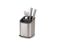 Joseph Joseph Duo Cutlery Drainer and Sink Caddy, 2 compartment easy drain organiser ideal for Kitchen Countertop, Stainless Steel