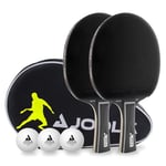 JOOLA Black Duo Pro Lot de 6 Raquettes de Tennis de Table + 3 balles de Tennis de Table + Housse de Tennis de Table Noir