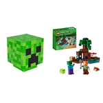 Paladone Minecraft Creeper Light with Official Creeper Sounds, Battery Powered & Lego 21240 Minecraft The Swamp Adventure, Building Game Construction Toy with Alex and Zombie Figures in Biome