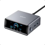 Anker Prime 250W USB C Charger, Ultra-Fast 6-Port GaN Charging Station, 2.26" LCD Display and Smart Control Dial, Compatible with MacBook Pro/Air, iPhone 15/14/13, Pixel, Galaxy, Apple Watch, and More