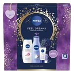 NIVEA Feel Dreamy Gift Set (5 Products), Women's Gift Set with Beauty Products, Includes Shower Cream, Body Lotion, Night Cream, Lip Balm, and Eye Mask