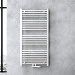 Doporro Radiateur de Salle de Bain Sèche-Serviette 120x60cm Radiateur Tubulaire Vertical Chauffage à Eau Chaude Blanc