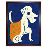 Henri Matisse Inspired White Dog With Polka Dot Orange Coat Art Print Framed Poster Wall Decor 12x16 inch