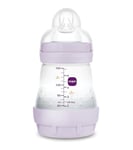 MAM Biberon anti-coliques, nouveau-né, 0-2 mois, 160 ml, avec tétine 1 flux lent en silicone, facile à accepter, auto-stérilisable Easy Start Anti-Colic, Violette, lot de 1 unité