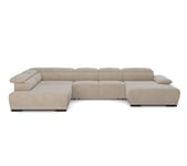 Canapé d'angle gauche TORINO tissu velvet beige