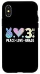 Coque pour iPhone X/XS Peace Love 3e année Retour à l'école Troisième année