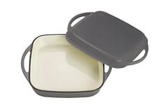 ECHTWERK Cocotte universelle et poêle 2 en 1, Plat à four en fonte avec couvercle, Casserole en fonte avec revêtement émaillé, Convient pour les fours, grills, BBQ et induction, Gris, 1,5 L, Ø 24,6 cm