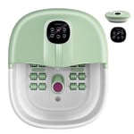 COSTWAY Foot Spa Bath Massager, Folding Electric Pedicure Footbath with Heat Bubbles, Timer, Adjustable Temperature, Pumice Stone and Massage Rollers, Home Foot Soaking Tub for Relief (Light Green)