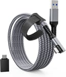 Link Cable 3M Compatible avec Quest2 / Pico 4, USB A à C Cable Accessories avec transfert de données 5Gbps, câble USB3.0 tressé en nylon pour casque VR et PC de jeu