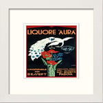 Lumartos, Vintage Poster Liquore Aura Contemporary Home Decor Wall Art Print, White Frame, 14 x 14 Inches