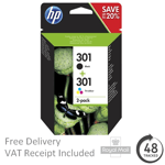 Original HP 301 Black & Colour Ink Cartridges for Deskjet 2542