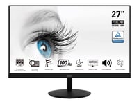 Msi Pro Mp271a - Led-Skjerm - 27" - 1920 X 1080 Full Hd (1080P) @ 100 Hz - Ips - 300 Cd/M² - 1000:1 - 1 Ms - Hdmi, Vga, Displayport - Høyttalere