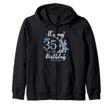 Womens It's My 35th Birthday EST 1990 35 Years Old Diamond Zip Hoodie