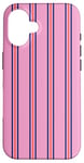 Coque pour iPhone 16 Rose Bleu Marine Rouge Rayé Girly Esthétique Preppy Stripe