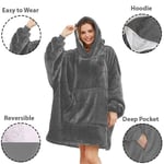 UNISEX Dark Grey Fleece Hoodie Blanket Ultra Plush Hooded BIG OODIE Oversized UK