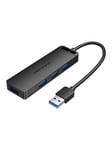 Vention USB 3.0 4-Port Hub with Power Adapter 0.15m Black USB hub - USB 3.0 - 4 ports - Sort