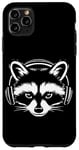 iPhone 11 Pro Max Black and White Gamer Raccoon with Headphones Case