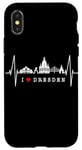 Coque pour iPhone X/XS Skyline de Dresde Heartbeat Coeur Allemand I Love Dresden