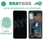 For Samsung Galaxy S20 4G 5G G980 / G981 OLED LCD Display Touch Digitizer Frame