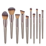 10Pcs Champagne Gold Makeup Brushes Set Foundation Eyeshadow Eyebrow Blush Brush