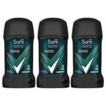 Sure Antiperspirant Deodorant Stick Sensitive 72H Nonstop Sweat and Odour Protection Roll On with Citrusy, Spicy and Woody Scent Deodorant for Men, 50ml Pack of 3