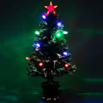 WeRChristmas 3 ft Green Pre-Lit Multi-Colour Fibre Optic Christmas Tree with Red/ Green/ Blue LED Cone and Star Topper