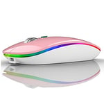 Uiosmuph G12 Souris sans Fil, Slim Ordinateur Portable Optique Wireless Mouse avec récepteur Nano Souris USB pour PC/Tablet/Laptop (Rose)