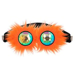 Boland 61870 - Lunettes de fête Rave, orange, avec peluche et élastique, verres holographiques, techno-party costume, carnaval, fête à thème, EM, Coupe du Monde, article de fan