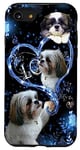 Coque pour iPhone SE (2020) / 7 / 8 I Love Shih Tzu Chiens Fleurs Coeur Shih Tzu Métal PC