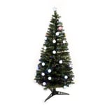 WeRChristmas 6 ft Pre-Lit Fibre Optic Christmas Tree with LED Frosted Ball Decorations and Star, Green/ White