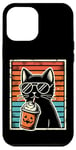 Coque pour iPhone 15 Pro Max Trick or Treat Chat Noir Hipster Amusant Halloween Chat Noir