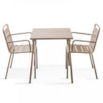 Ensemble table de jardin carrée et 2 fauteuils acier taupe Palavas  Oviala