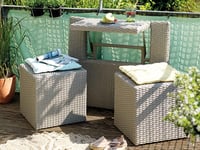 Ensemble De Balcon Table Et Pouf Ou Banc Gris Java - Jardideco