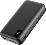 Batterie Externe 65w, Power Bank 20000mah Charge Rapide Pd3.0 Qc4.0 Usb C In&out Avec 3 Sorties Compatible Avec Macbook Steam Deck Dell Iphone 16 15 14 Pro Max Samsung S23 Etc Noir