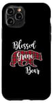 Coque pour iPhone 11 Pro Blessed Grana Bear Plaid écossais rouge Cadeau amusant pour grand-mère