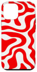 Coque pour iPhone 12 mini Simple abstrait rouge et blanc ondulé tourbillon