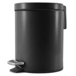 SOGA Foot Pedal Stainless Steel Rubbish Recycling Garbage Waste Trash Bin Round 12L Black - Kitchen Bins - RubbishBinRound12LBlack