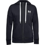 Under Armour Rival Fleece Fz Hoodie Warm-up Top, Women Black, Black / White / White (001), MD