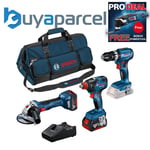 Bosch 18v 3pc Brushless Kit - Combi Drill Impact Driver Wrench + Grinder 2 x 5ah