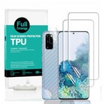 Ibywind Protection d Écran pour Samsung Galaxy S20 5G [Paquet de 2],Protecteur D'écran de Caméra,Protection arrière Effet Fibre de Carbone,Compatible avec Lecteur d'empreintes digitales