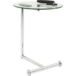 Kare Design Side Table Easy Living Clear, Silver, Steel Chromed, Safety Glass, Coffee Table, Table for Living Room, bedroom, hallway, 63x46x46 cm (H/W/D)