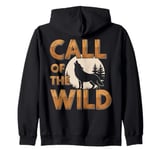 Call of the Wild Howling Wolf Under Full Moon Zip Hoodie