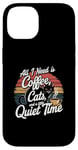 Coque pour iPhone 14 Drôle rétro parfait pour les amateurs de chat et de café