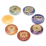 Set 7 Chakra Symbols Circular Flat Stones -- 3.5 Cm