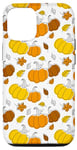 Coque pour iPhone 13 Pro Modèle sans couture de citrouille végétale avec feuilles d'automne