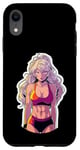 Coque pour iPhone XR Brassière de sport avec cheveux blonds et manga