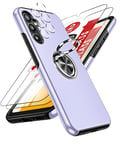 Samsung Galaxy A 34 5G Phone Case: A34 5G Case and 2 Tempered Glass Screen Protector & 2 Camera Lens Protector, Shockproof 360° Magnetic Ring Holder Silicone PC Protective Phone Cover, Purple