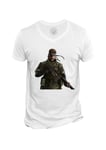 T-Shirt Homme Col V Metal Gear Solid Snake Fusil Jeux Video M-16